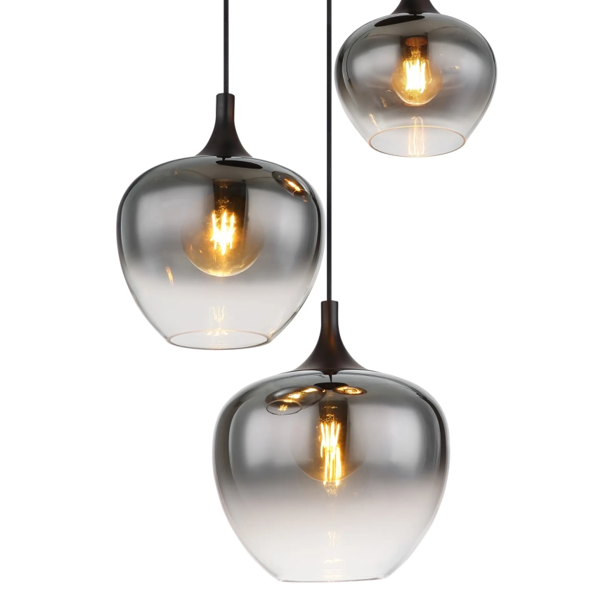Globo - Ljuskrona med textilsladd 3xE27/40W/230V diameter 48 cm svart