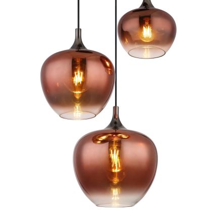 Globo - Ljuskrona med textilsladd 3xE27/40W/230V koppar