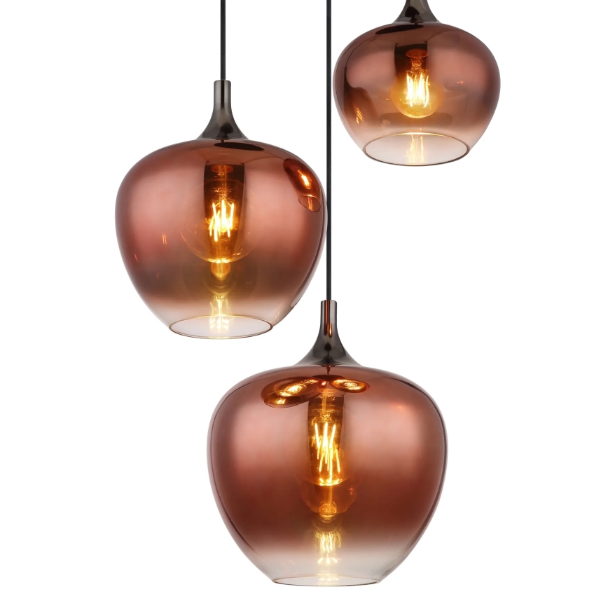 Globo - Ljuskrona med textilsladd 3xE27/40W/230V koppar