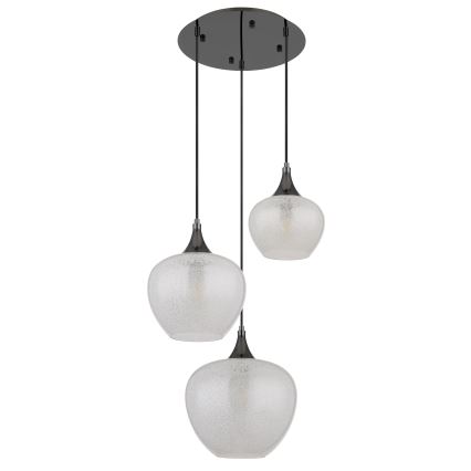 Globo - Ljuskrona med textilsladd 3xE27/40W/230V vit/antracit