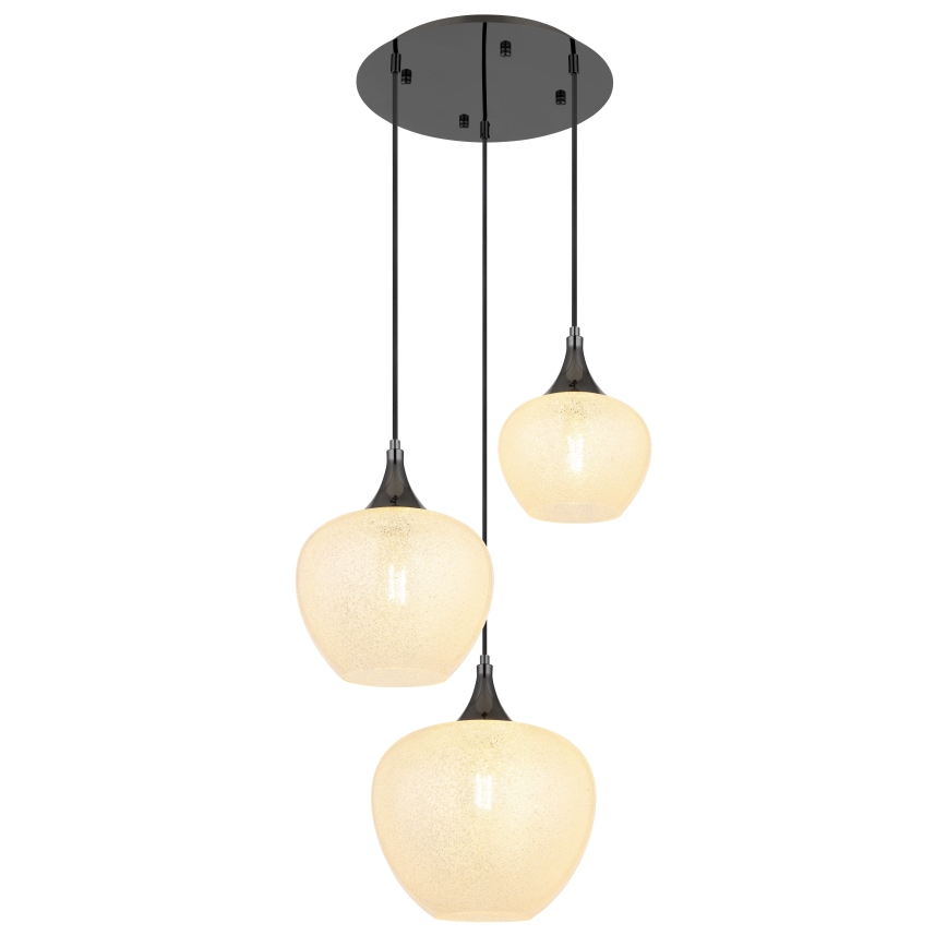 Globo - Ljuskrona med textilsladd 3xE27/40W/230V vit/antracit