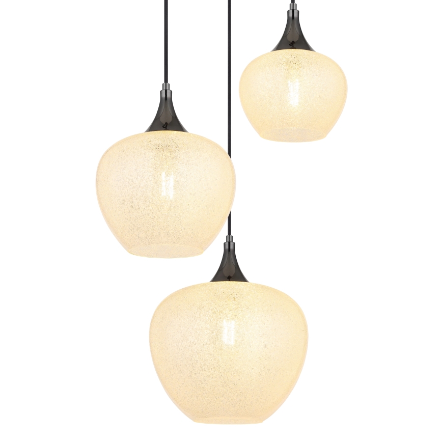 Globo - Ljuskrona med textilsladd 3xE27/40W/230V vit/antracit