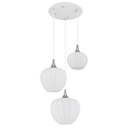 Globo - Ljuskrona med textilsladd 3xE27/40W/230V vit