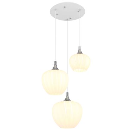Globo - Ljuskrona med textilsladd 3xE27/40W/230V vit