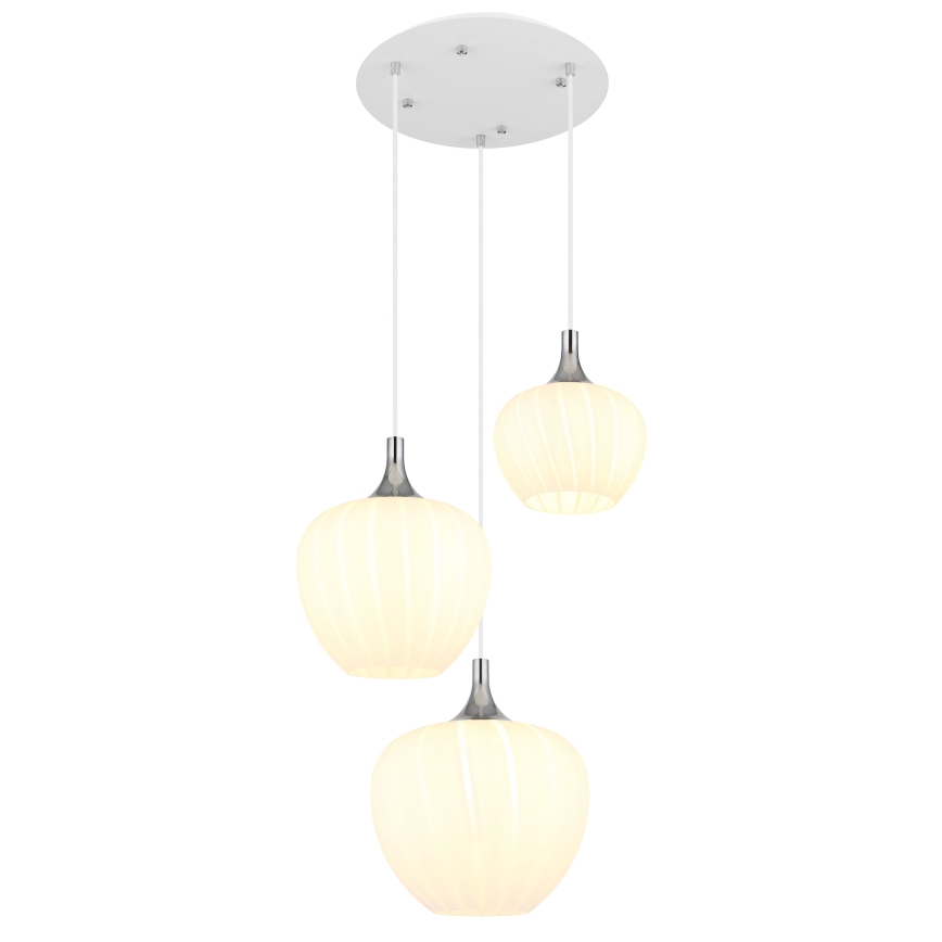 Globo - Ljuskrona med textilsladd 3xE27/40W/230V vit