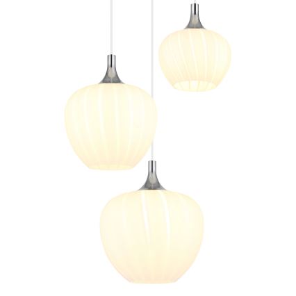 Globo - Ljuskrona med textilsladd 3xE27/40W/230V vit