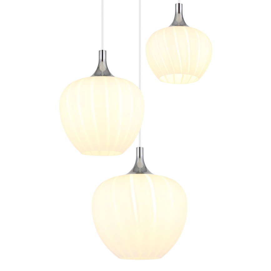 Globo - Ljuskrona med textilsladd 3xE27/40W/230V vit