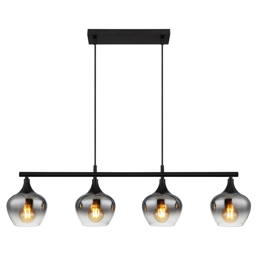 Globo - Ljuskrona med textilsladd 4xE27/40W/230V svart