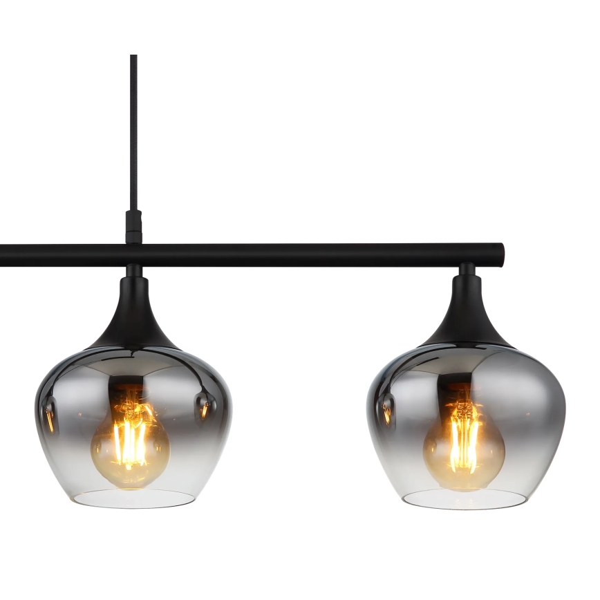 Globo - Ljuskrona med textilsladd 4xE27/40W/230V svart