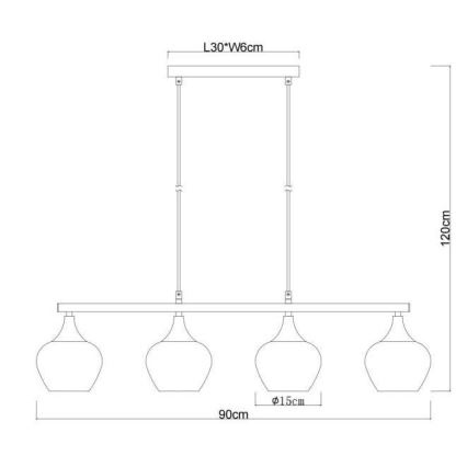Globo - Ljuskrona med textilsladd 4xE27/40W/230V svart