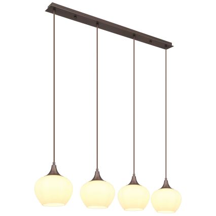 Globo - Ljuskrona med textilsladd 4xE27/40W/230V vit/brun