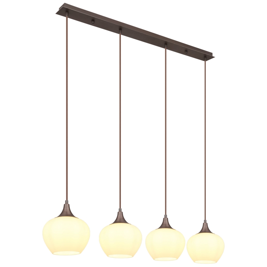 Globo - Ljuskrona med textilsladd 4xE27/40W/230V vit/brun