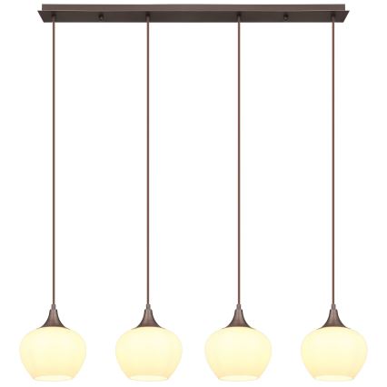 Globo - Ljuskrona med textilsladd 4xE27/40W/230V vit/brun