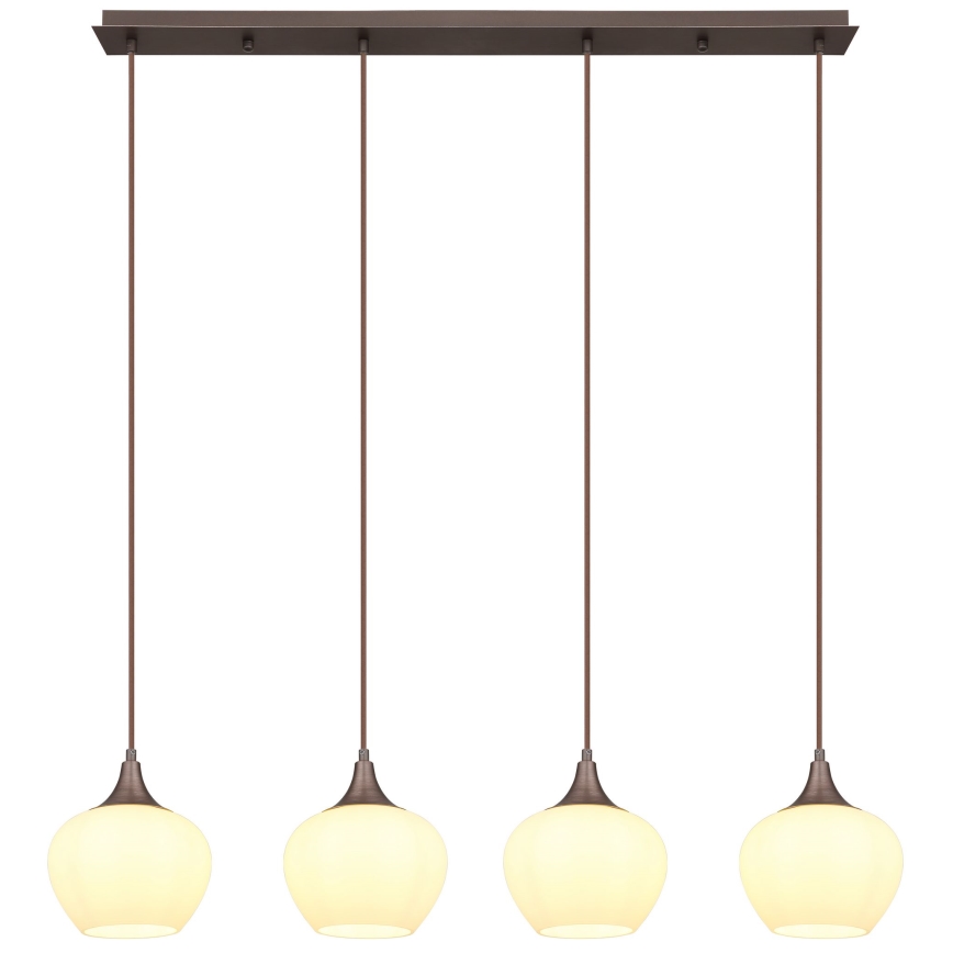 Globo - Ljuskrona med textilsladd 4xE27/40W/230V vit/brun