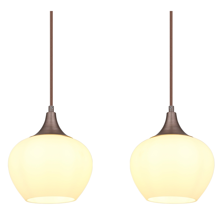 Globo - Ljuskrona med textilsladd 4xE27/40W/230V vit/brun