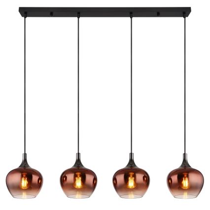 Globo - Ljuskrona med textilsladd 4xE27/40W/230V koppar
