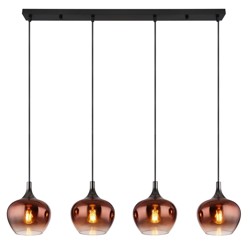 Globo - Ljuskrona med textilsladd 4xE27/40W/230V koppar