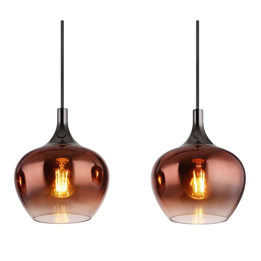 Globo - Ljuskrona med textilsladd 4xE27/40W/230V koppar
