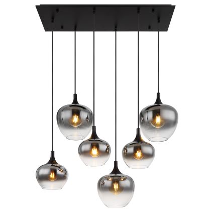 Globo - Ljuskrona med textilsladd 6xE27/40W/230V svart
