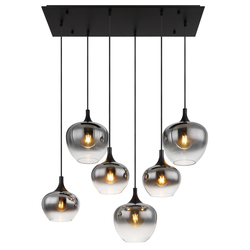 Globo - Ljuskrona med textilsladd 6xE27/40W/230V svart