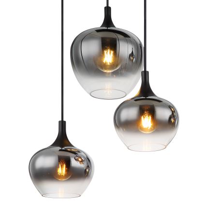 Globo - Ljuskrona med textilsladd 6xE27/40W/230V svart
