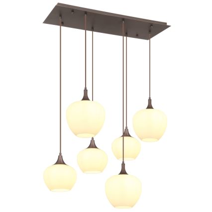 Globo - Ljuskrona med textilsladd 6xE27/40W/230V vit