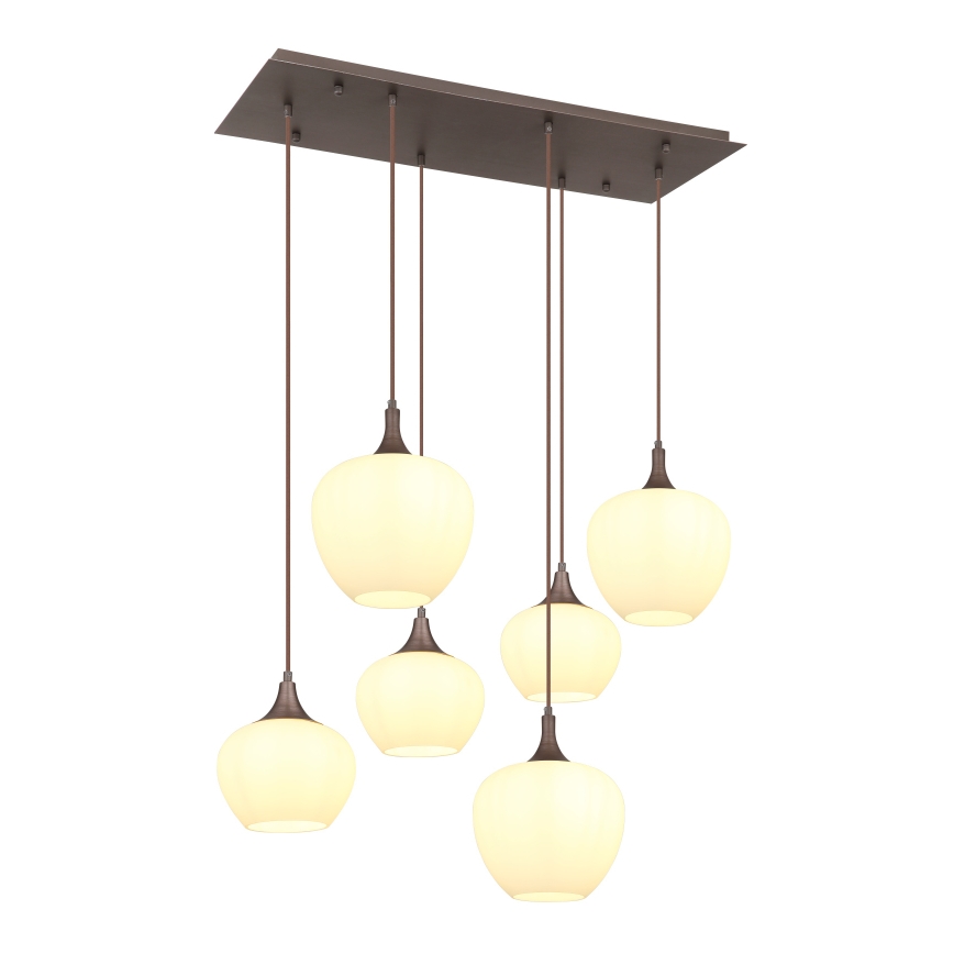 Globo - Ljuskrona med textilsladd 6xE27/40W/230V vit