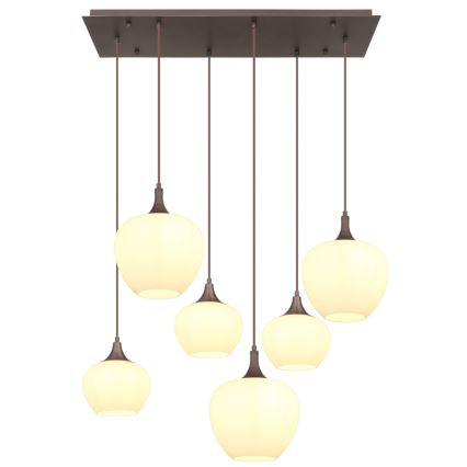 Globo - Ljuskrona med textilsladd 6xE27/40W/230V vit