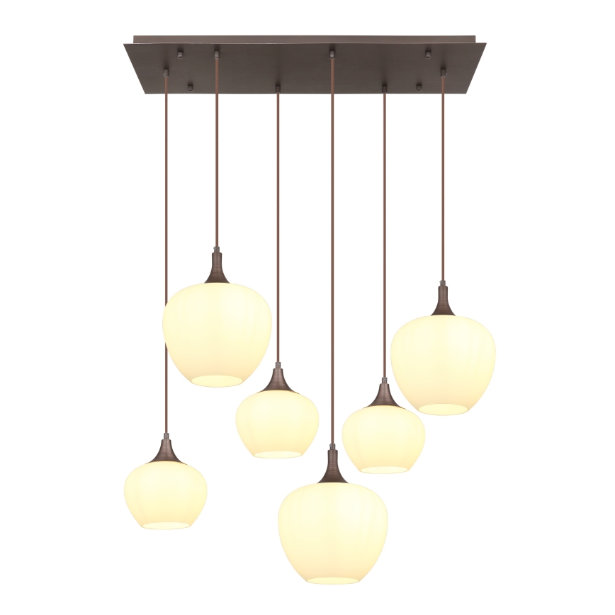 Globo - Ljuskrona med textilsladd 6xE27/40W/230V vit
