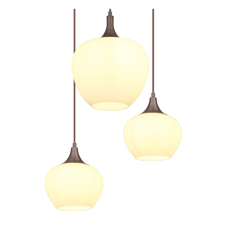 Globo - Ljuskrona med textilsladd 6xE27/40W/230V vit