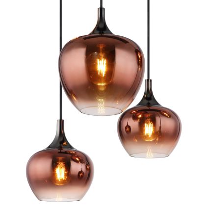 Globo - Ljuskrona med textilsladd 6xE27/40W/230V brun/rökig
