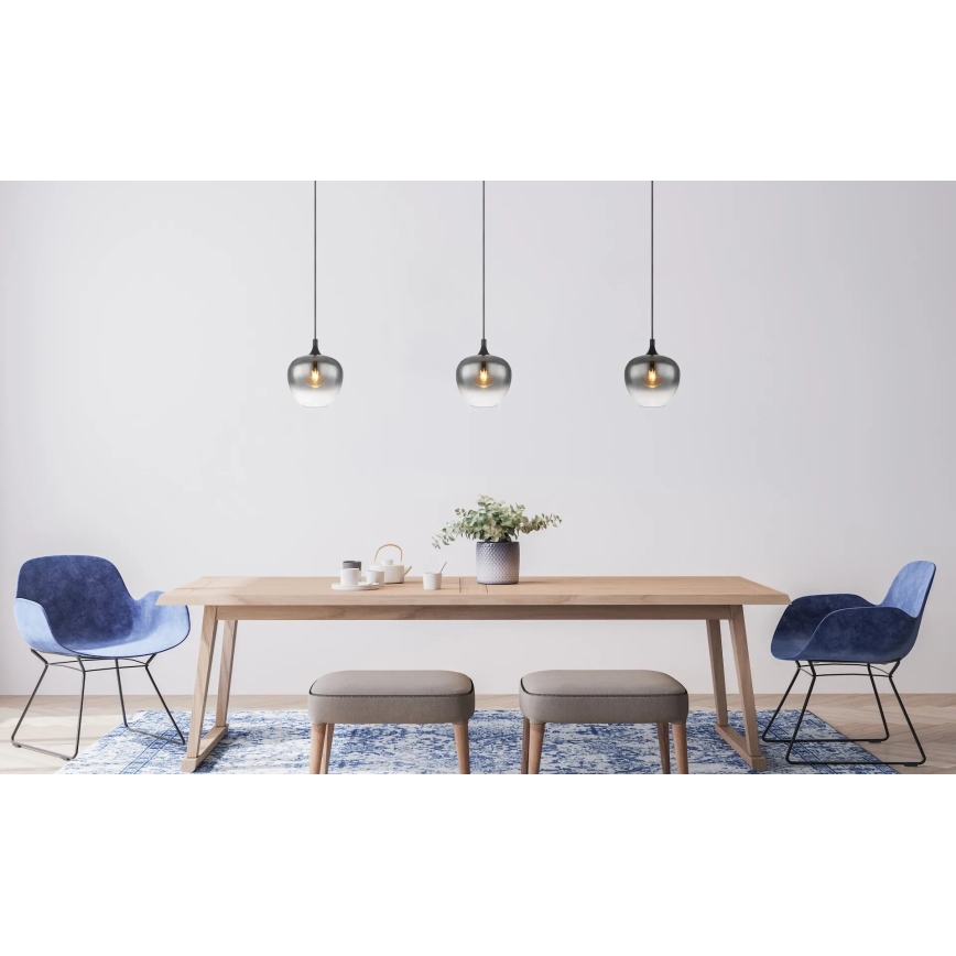 Globo - Ljuskrona med textilsladd 1xE27/40W/230V diameter 24 cm svart