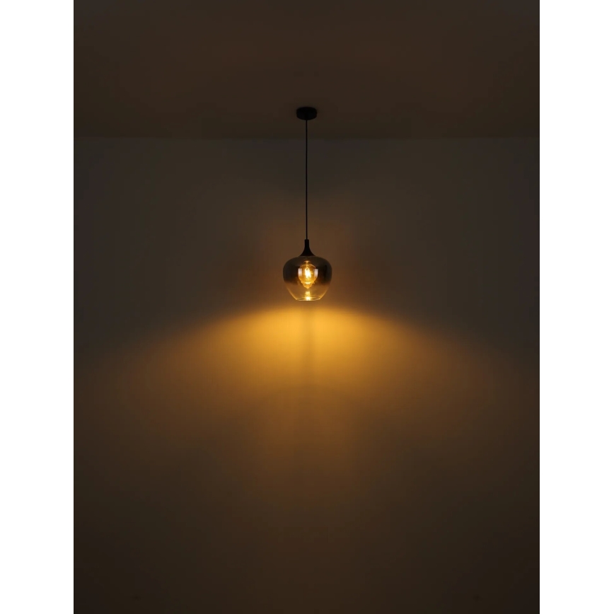 Globo - Ljuskrona med textilsladd 1xE27/40W/230V diameter 24 cm svart