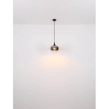 Globo - Ljuskrona med textilsladd 1xE27/40W/230V diameter 24 cm svart
