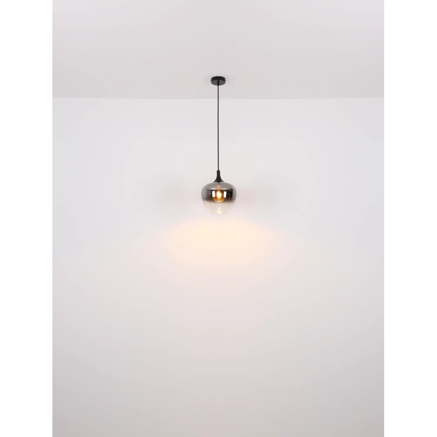 Globo - Ljuskrona med textilsladd 1xE27/40W/230V diameter 24 cm svart