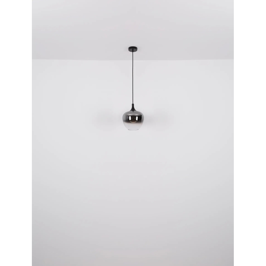 Globo - Ljuskrona med textilsladd 1xE27/40W/230V diameter 24 cm svart