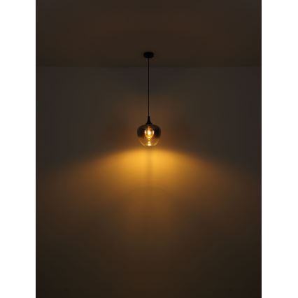 Globo - Ljuskrona med textilsladd 1xE27/60W/230V diameter 29 cm svart