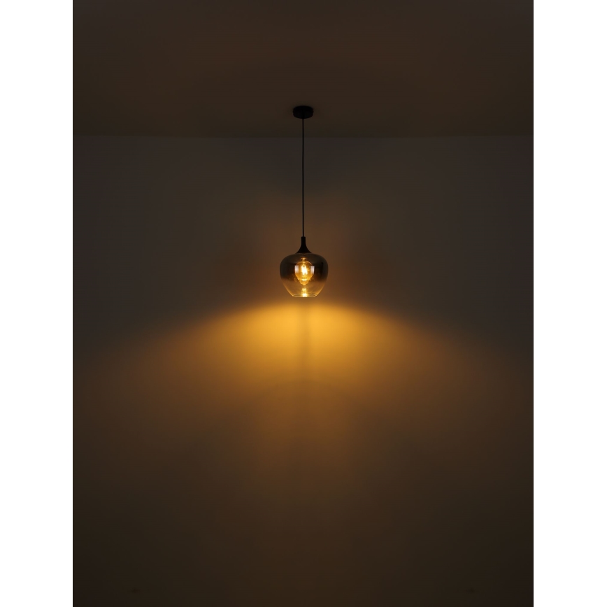 Globo - Ljuskrona med textilsladd 1xE27/60W/230V diameter 29 cm svart