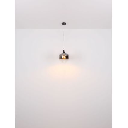 Globo - Ljuskrona med textilsladd 1xE27/60W/230V diameter 29 cm svart