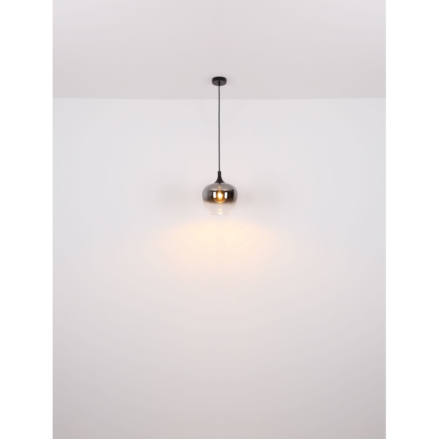 Globo - Ljuskrona med textilsladd 1xE27/60W/230V diameter 29 cm svart