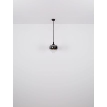 Globo - Ljuskrona med textilsladd 1xE27/60W/230V diameter 29 cm svart