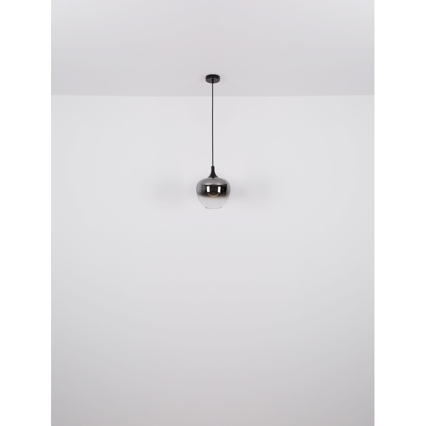 Globo - Ljuskrona med textilsladd 1xE27/60W/230V diameter 29 cm svart