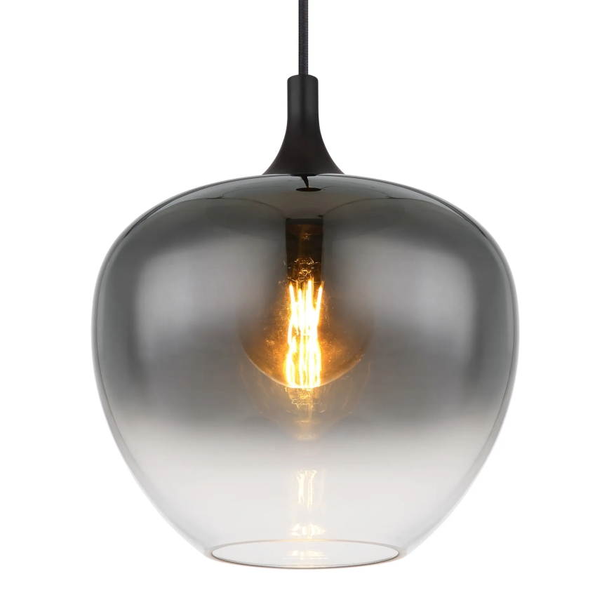 Globo - Ljuskrona med textilsladd 1xE27/60W/230V diameter 29 cm svart