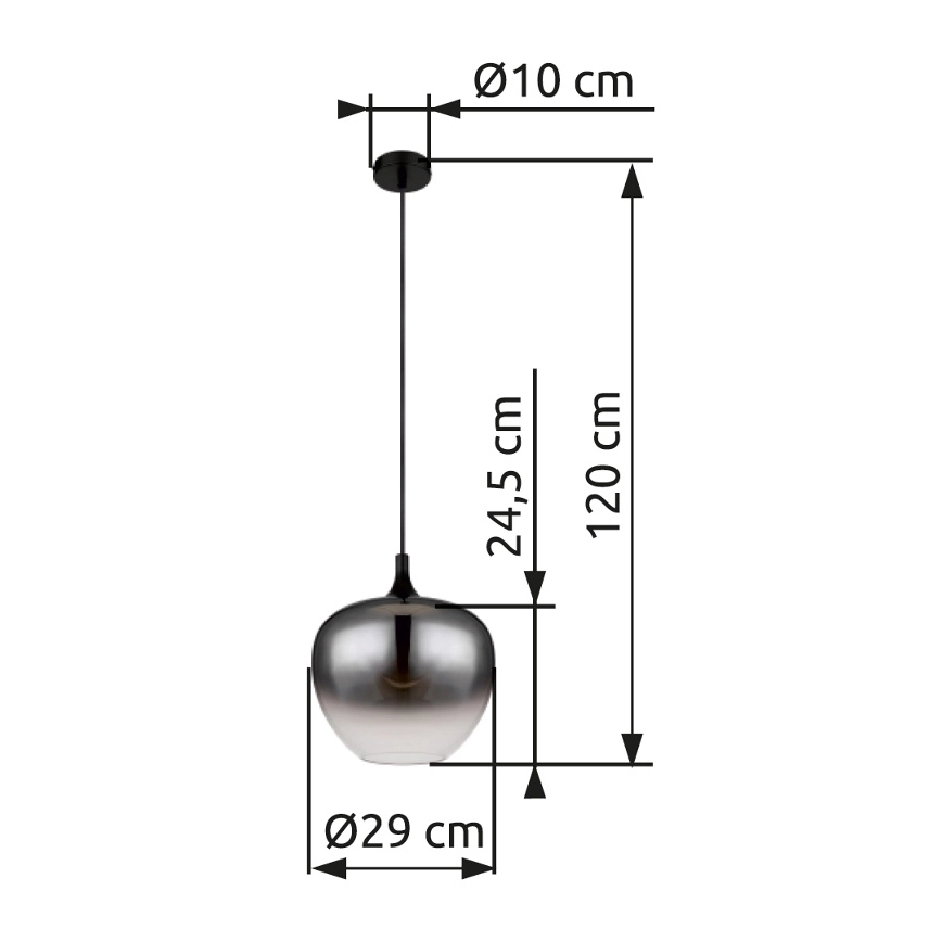 Globo - Ljuskrona med textilsladd 1xE27/60W/230V diameter 29 cm svart