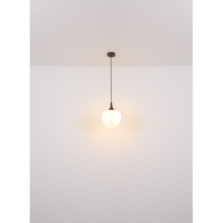 Globo - Ljuskrona med textilsladd 1xE27/60W/230V diameter 29 cm vit/brun