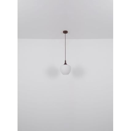 Globo - Ljuskrona med textilsladd 1xE27/60W/230V diameter 29 cm vit/brun