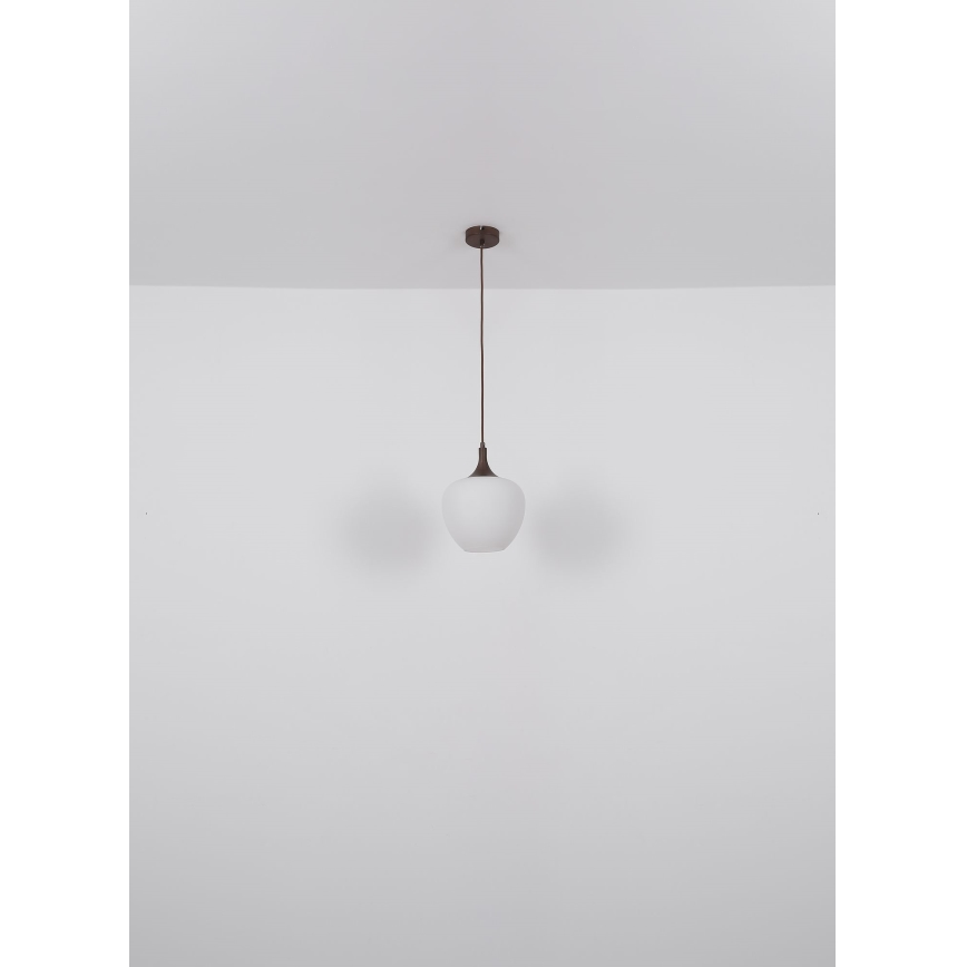 Globo - Ljuskrona med textilsladd 1xE27/60W/230V diameter 29 cm vit/brun