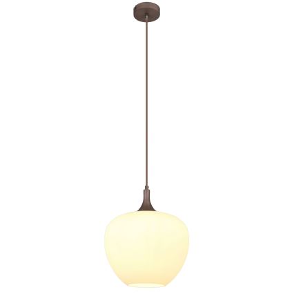 Globo - Ljuskrona med textilsladd 1xE27/60W/230V diameter 29 cm vit/brun