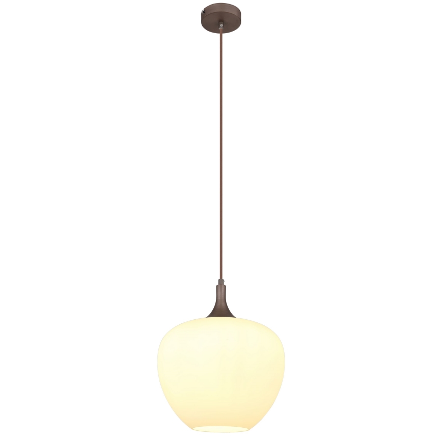 Globo - Ljuskrona med textilsladd 1xE27/60W/230V diameter 29 cm vit/brun
