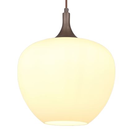 Globo - Ljuskrona med textilsladd 1xE27/60W/230V diameter 29 cm vit/brun